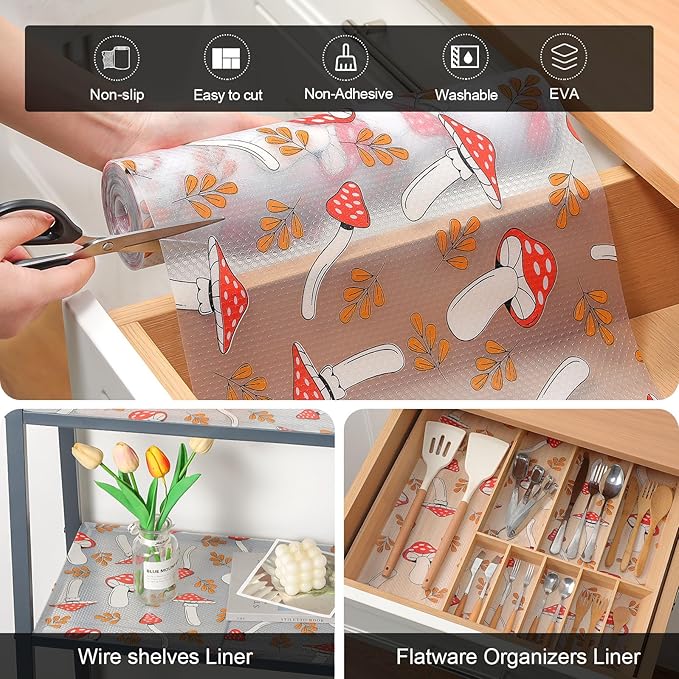 Cooyes Shelf Liner – Non-Slip Cabinet & Drawer Liner for Kitchen – Non-Adhesive Waterproof Shelf Paper with Modern Pattern – Durable EVA Cabinet Mat – Easy to Cut (Burgundy,23.6" W x 360" L) - Image 5