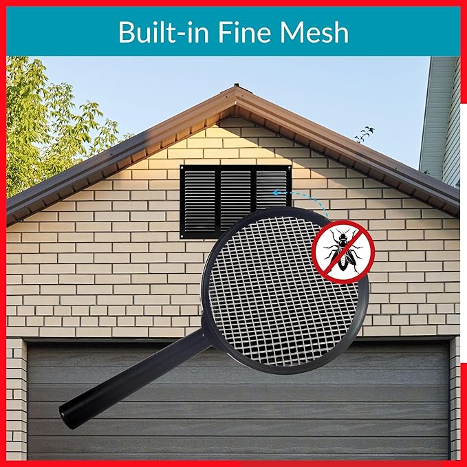 10x6 Vent Cover (Duct Opening) - Black HVAC Return Air Grille for Wall and Ceiling - Metal AC Vent Cover with Mesh - Rectangular Air Register - External Dimensions: 11.81" W x 7.87" H - Image 5
