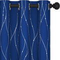 Deconovo Blackout Curtains, 38 x 36 Inch Drapes for Kitchen with Wave Dots Silver Print, Soundproof Thermal Insulated Window Curtain for Small Windows Nursery, Set of 2, Machine Washable, Royal Blue by Deconovo