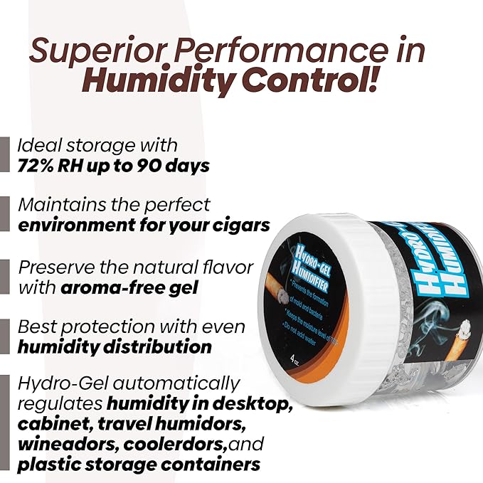 Hydro-Gel Cigar Humidor Humidifier 4oz Jar Convenient & Easy All In One Solution For Humidification - Maintains the Ideal Moisture Balance, 2.10x2.30 - Image 6