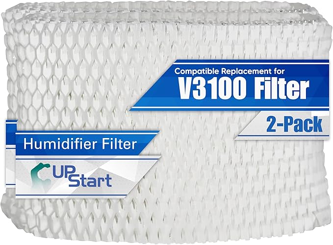 2-Pack WF2 Filter Replacement for Vicks V3100 Humidifier Filter Cool Mist - Compatible with Kaz Model V3100 Wicking Filters by Upstart+Battery