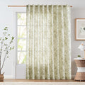 jinchan Linen Floral Curtains Extra Wide for Patio Sliding Glass Door Room Divider Curtain for Living Room Drapes 90 Inch Length Farmhouse Peony Green Printed Curtain Set 1 Panel by JINCHAN