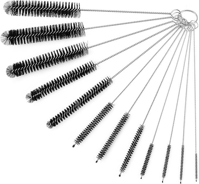Straw Cleaner Brushes Sets, 12 Pieces 8.2 Inch Botthle Cleaning Brush and Nylon Tube Brush Brush Kit for Sippy Cup, Tumbler, Water Bottle, Drinking Straw (Black) by Ixiaoyoo