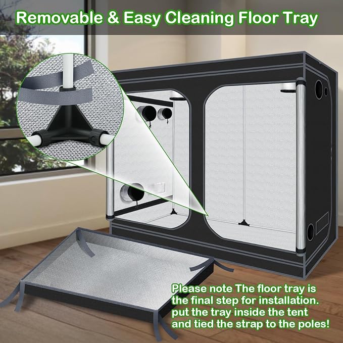 Grow Tents 96"x48"x78" High Reflective Grow Tent Indoor Grow Room for Planting Fruit Flower Veg with Removable Water-Proof Floor Tray 8x4 - Image 6