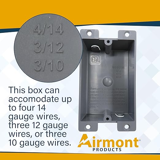 (8 Pack) Plastic Electrical Box, Shallow Remodel Box, 8 Cubic Inch Grey Outlet Box, Single Gang Old Work Junction Box, Length 4.25'', Width 2.4'', Depth 1.24'', Solid PVC Construction, ETL Listed - Image 3