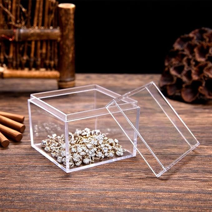 KissYou Small Acrylic Box Clear Boxes with Lid Acrylic Square Cube for Display Jewelry Storage Contanier Party Decorative Box - Image 4
