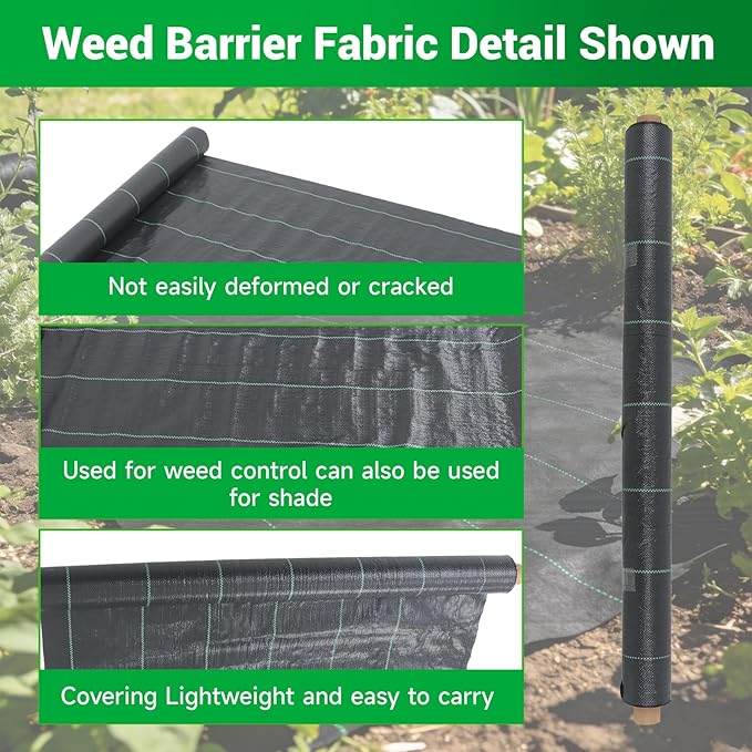 Weed Barrier Fabric Planting Cover - 3 x 150 FT Heavy Duty Landscape Fabric Ground Cover Block for Outdoor Planting - Image 5