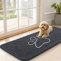 OLANLY Dog Door Mat for Muddy Paws 47x20, Paw Print Design, Absorbs Moisture and Dirt, Absorbent Non-Slip Washable Doormat, Quick Dry Chenille Mud Mat for Dogs, Entry Indoor Entryway Carpet, Dark Grey by OLANLY