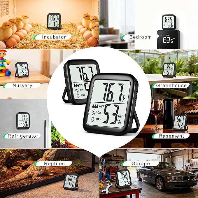 Antonki 2 Pack Room Thermometer for Home, Hygrometer Indoor Humidity Meter Gauge, Digital Temperature and Humidity Sensor Monitor for House, Terrarium, Incubator, Greenhouse - Battery Included - Image 3