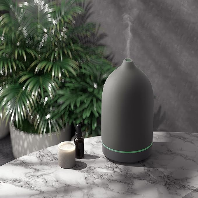 Aromatherapy Essential Oil Diffuser,9 Colors Mood Light,4 Timer Stone Diffuser Living Room(Grey) - Image 7