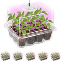 Bonviee 5 Packs Seed Starter Tray with Grow Light, Elevated Seedling Starter Trays Kits with Adjustable Humidity Domes and Clear Cell Tray, 12 Full Spectrum led lamp Beads for Plants Indoor-Clear by BonvieeDirect