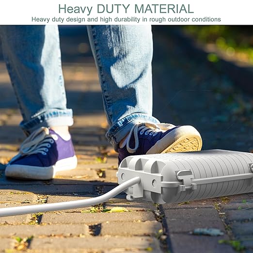 Outdoor Waterproof Electrical Box, 2 Pack Large Extension Cord Cover Protector Plug Connection Cable Safety Box IP54 Water-Resistant for Power Strip, Holiday Light and Decorations, Grey - Image 5