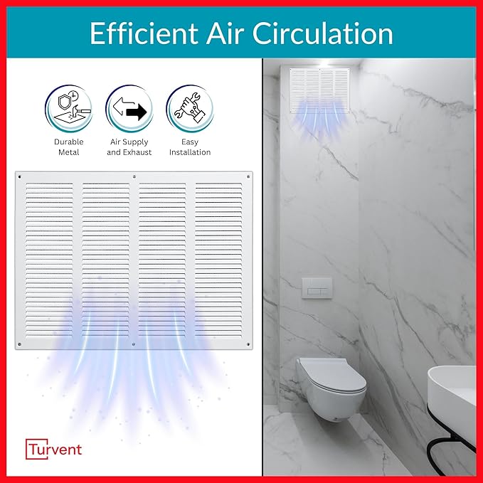 14x8 Vent Cover (duct opening) - White HVAC Return Air Grille for Wall and Ceiling - Metal AC Vent Cover with Mesh - Rectangular Ventilation Register - External Dimensions: 15.75" W x 11.81" H - Image 2