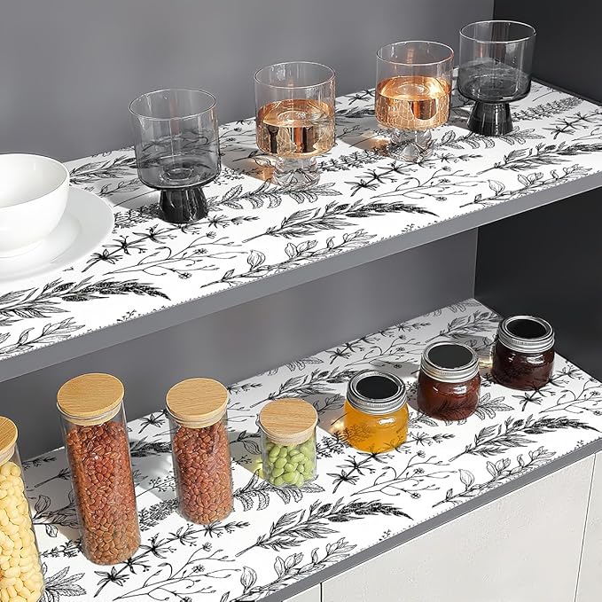 Shelf Liner for Kitchen Cabinets,Non Adhesive Cabinet Liner,Non-Slip Drawer Liner,Waterproof Shelf Liner Easy to Clean Strong Grip Liner for Cabinets,Drawers,Cupboard，(Flower 11.8in x 32.8FT) - Image 3
