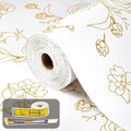 Shelf Liners for Kitchen Cabinets Non Adhesive Drawer Liner 23.6in x 30FT Gold Floral Thickened Shelf Liner Paper Strong Non-Slip Easy to Clean for Tool Box Refrigerator by Oneoftheworld