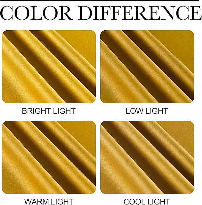 NICETOWN Gold Blackout Cafe Faux Silk Curtains for Small Windows, 42" Wide by 63" Long, 2 Panels, Rod Pocket Privacy Blackout Satin Drapes for Home Decoration - Image 5
