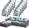 12Pcs Stretch Patio Cushion Cover Outdoor Cushion Cover Replacement Slipcovers Indoor and Outdoor Chair seat Covers Blue Botanical Print Patio Furniture Protector(Cover Only) by CALBODE