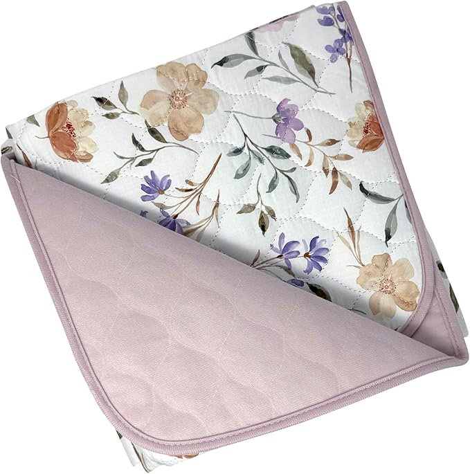 Organic Incontinence Pads for Kids & Toddlers - 5 Layer Waterproof Protectors for Overnight Bed Wetting - Reusable & Washable Pee Pads - Fits Twin to Full Size Beds - 34" x 52" Flower - Image 3