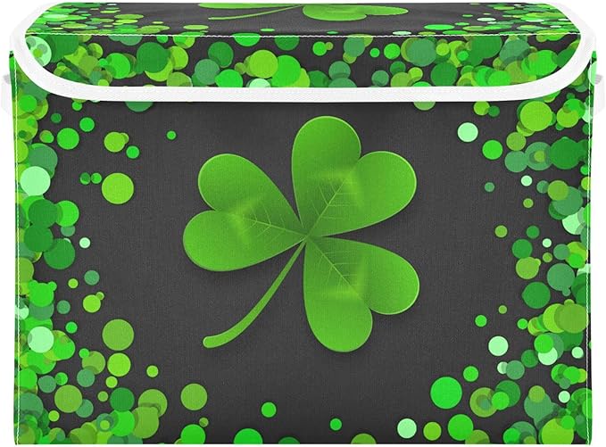 xigua St. Patrick's Day Storage Bins with Lids and Carrying Handle,Foldable Storage Boxes Organizer Containers Baskets Cube with Cover for Home Bedroom Closet Office by LLCxigua