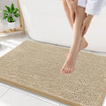 Smiry Luxury Chenille Bathroom Rugs 34x21, Extra Soft and Absorbent Shaggy Bath Mat, Machine Washable, Non-Slip Plush Carpet Runner for Tub, Shower, and Floor, Home Decor Accessories, Beige by Smiry