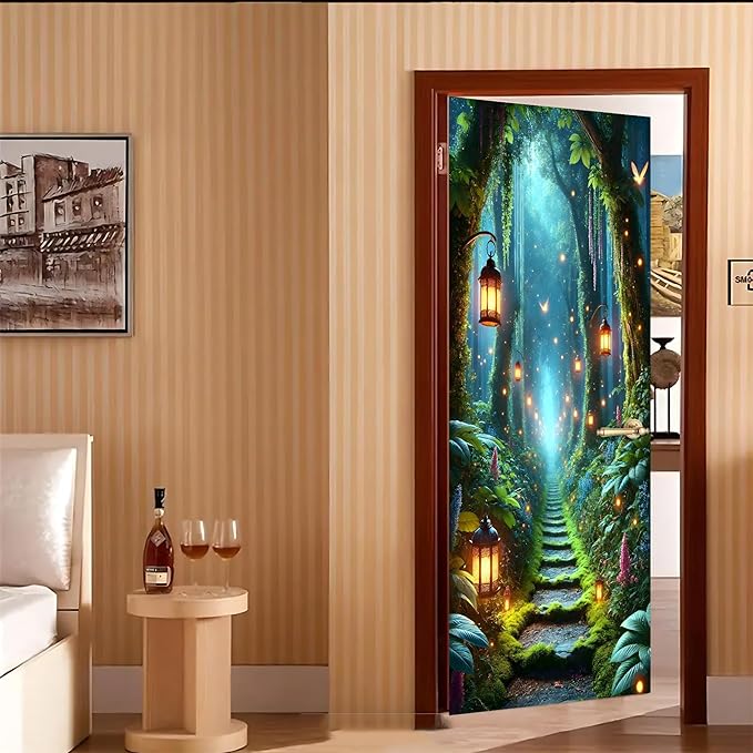 3D Door Stickers, Peel and Stick Vinyl Wallpaper ，Self-Adhesive Mural for Home Decor 30.3" W x 78.7" H (Forest Path, 30.3" W x 78.7" H) - Image 7