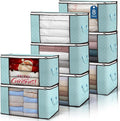 Budding Joy 90L Large Storage Bags, 8 Pack Clothes Storage Bins Foldable Closet Organizer Storage Containers with Durable Handles Storage and Organization, Blanket, Pillows and Toys (Blue) by BuddingJoy-BuildaJoyfulLifeforYou
