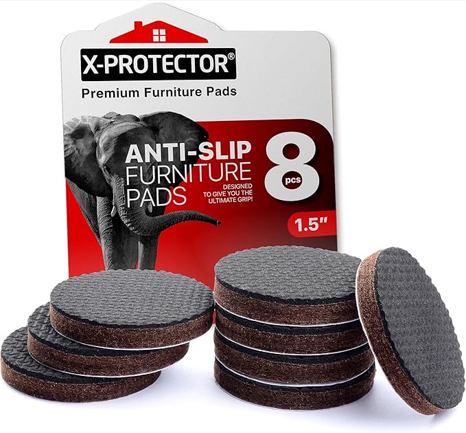 Non Slip Furniture Pads X-Protector - 8 PCS 1 1/2” - Premium Furniture Grippers - Self-Adhesive Rubber Feet for Furniture - Keep Furniture in Place! by X-Protector