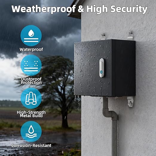 Joinfworld Outdoor Electrical Box 9.8" x 9.8" x 5.9" Weatherproof Electrical Junction Enclosure with Lock Din Rail Cable Gland - Image 3