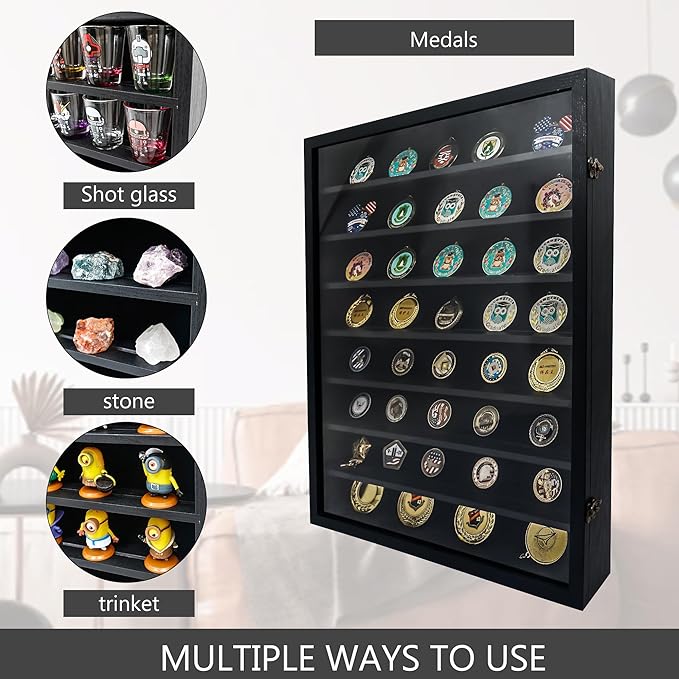 18*24 Large Black Shadow Box Frame with Removable Shelves,Shadow Boxes Display Cases for Small collectables，Deep Memory Box Display Case Trinket Shelf for Collection，Coins，Miniatures Figures - Image 3