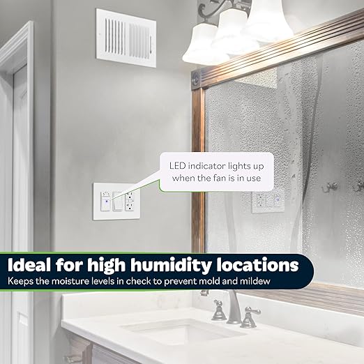 TOPGREENER Humidity Sensor and Fan Control Switch, Ventilation Fan Humidity Sensor Switch, Neutral Wire Required, TDHS5, 2-Pack (Wall Plate Included) - Image 4