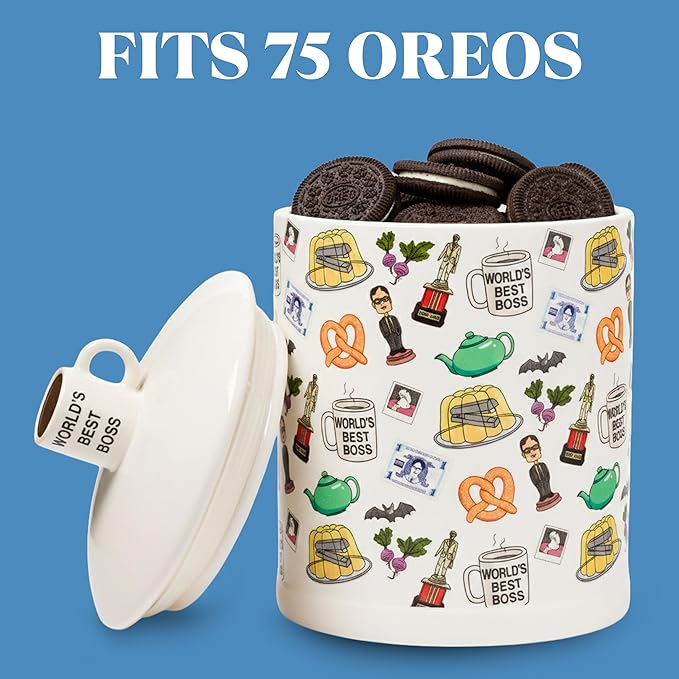 Silver Buffalo The Office Dunder Mifflin World's Best Boss Classic Icons Ceramic Cookie Snack Jar (Large) - Image 4