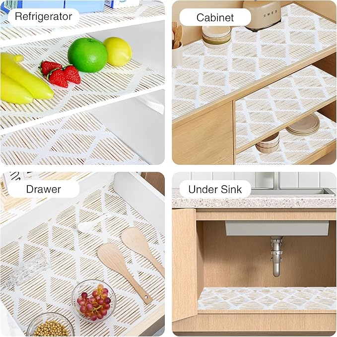 Drawer and Shelf Liner for Kitchen Cabinet,Non-Adhesive Cabinet Liner 24in x 30FT,Waterproof Shelf Paper Non-Slip Mats Cupboard Liners Contact Protect Dresser/Shelves/Table-Brown Stripes - Image 8
