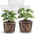 12 Pack 10/8/6/5 Inch Reinforced Large Clear Nursery Pots with Sacuers, Transparent Variety Pack Plastic Plant Pot with Drainage Holes for Vegetable Propagation, Root Cutting, Seed Starting by Bluepro