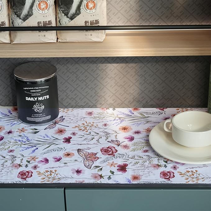 Floral Shelf and Drawer Liner for Kitchen Cabinets,16IN x 10FT Non-Adhesive and Strong Non-Slip Cabinet Drawer Liners for Kitchen Shelf, Waterproof Cupboard Liners,Easy to Clean - Image 7