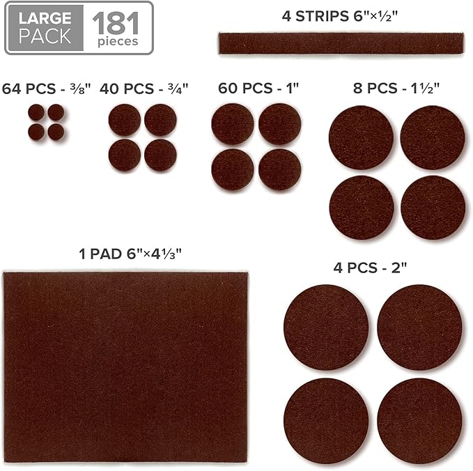 Felt Furniture Pads X-PROTECTOR 181 PCS Premium Furniture Pads - Felt Pads Furniture Feet Best Wood Floor Protectors - Protect Your Hardwood & Laminate Flooring! - Image 5