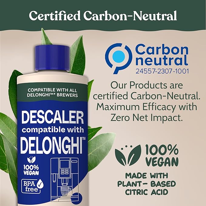 DeLonghi Compatible Descaling Solution. Clean & Descale your DeLonghi Coffee Maker. Single Bottle. Eco-Friendly Concentrated Formula. Carbon Neutral Cleaner Descaler Solution - Image 2