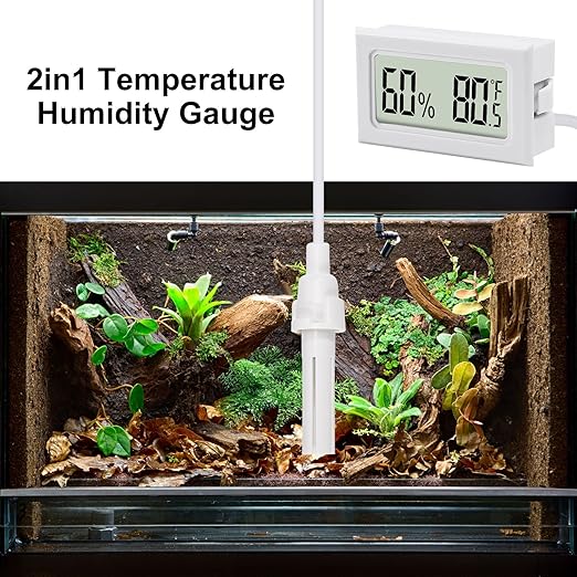 3Pcs Mini Digital Thermometer Hygrometer with Probe Electronic Temperature Humidity Gauge Meters Indoor LCD Display Fahrenheit for Humidors,Greenhouse,Garden,Incubator Reptile Terrarium - Image 6
