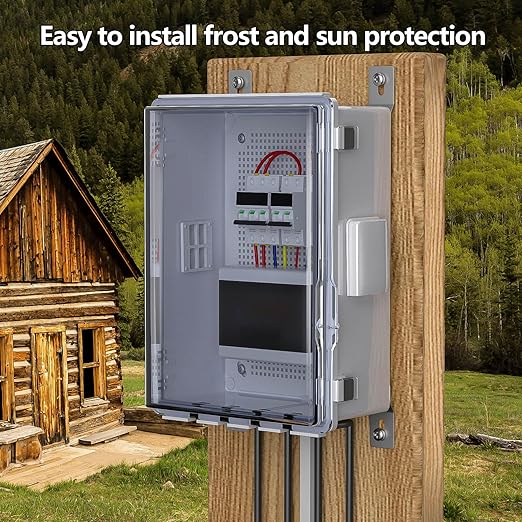 ABS Electrical Junction Box, Ventilated Design, Cable Grommets, IP65 Waterproof Enclosure, Indoor/Outdoor Use with Mounting Panel .(Clear Cover, 13.8"x9.7"x5.9") - Image 6