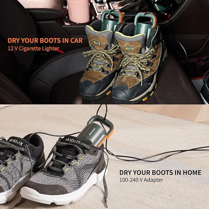 XCMAN Portable Shoe Dryers and Boot Dryer，Boot dryer for winter Boots, Work Boots, Rain Boots, Tennis Shoes, Ski Boot Liners,With integrated fan and heater-Ultra Silent | 12V DC/AC Converter| US Plug - Image 6