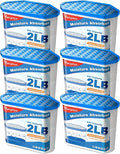 Vacplus Moisture Absorber Buckets – Large Capacity Dehumidifier and Humidity Absorber for Closet, Basement, Bathroom, RV, and Storage Areas, Unscented, 2 lbs, 6 Pack by Vacplus