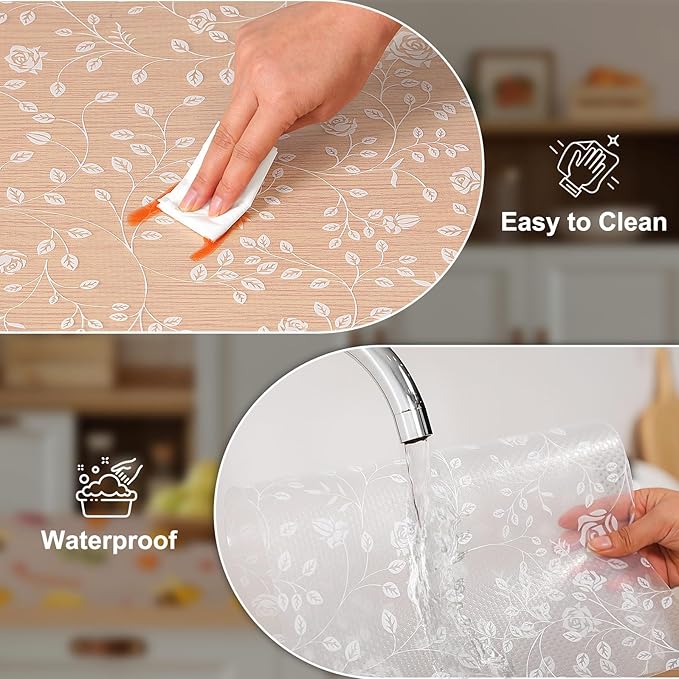 Cooyes Shelf Liner – Premium Non-Adhesive Cabinet & Drawer Liner for Kitchen – Waterproof Shelf Paper with Modern Pattern – Durable EVA Cabinet Mat – Easy to Cut （17.5" W x 197" L） - Image 6