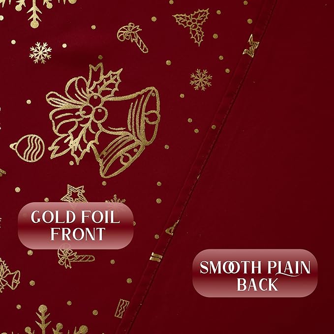 NICETOWN 2 Christmas Red Curtains 52 x 90 Inch, Gold Stamping Rod Pocket Drapes, Holiday Style Window Treatment Panels for Living Room Bedroom Decoration, Festive Christmas Decor - Image 5