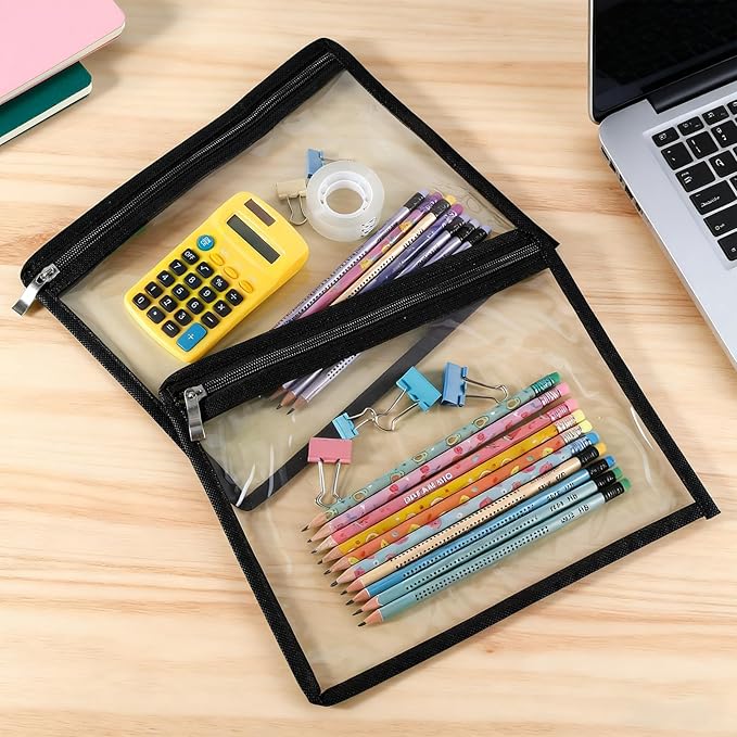 8 Pcs Clear Zipper Pouches, Clear Pencil Pouch,PVC Waterproof Makeup Pouch Envelopes Folder Storage,Document File Organization Bags for Home Office Supplies(10.6 x 8.3inch) - Image 6
