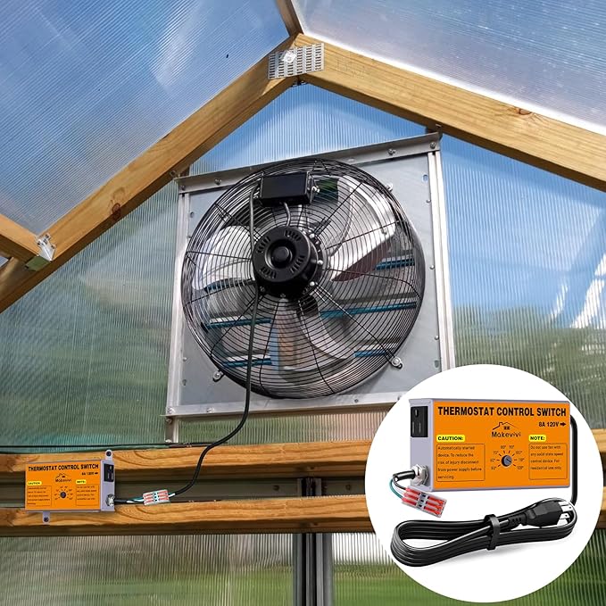 Attic Fan Thermostat-Control: with Socket and Wire Connector, Can Be Connected to Two Fans, Replacement Thermostat with Overload Protector, Temperature Controlled Exhaust Fan for Workshop, Greenhouse - Image 6