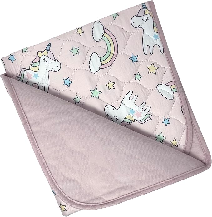 Organic Incontinence Pads for Kids & Toddlers - 5 Layer Waterproof Protectors for Overnight Bed Wetting - Reusable & Washable Pee Pads - Fits Twin to Full Size Beds - 34" x 52" Unicorn - Image 2