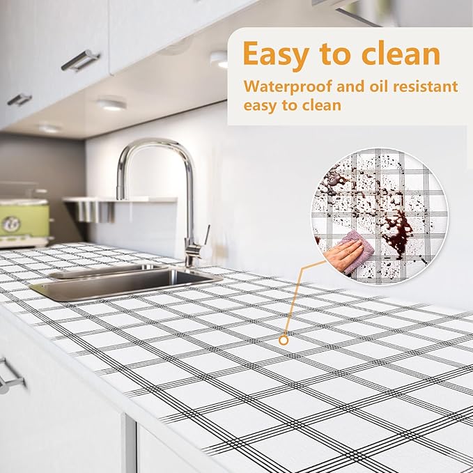 Viseeko Shelf and Drawer Liner for Kitchen Cabinet, Non-Adhesive Cabinet Liners for Shelves, Strong Grip Shelf Paper Non-Slip Waterproof Easy to Cut for Dresser Cupboard, Grey Stripe, 18 in x 10 ft - Image 3