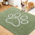 OLANLY Dog Door Mat for Muddy Paws 40x32, Paw Print Design, Absorbs Moisture and Dirt, Non-Slip Washable Doormat, Quick Dry Chenille Mud Mat for Dogs, Entry Indoor Entryway Carpet, Sage Green by OLANLY