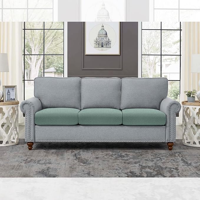 Fuloon Waterproof Couch Cushion Covers, Stretch Sofa Seat Cushion Slipcovers Solid Washable Furniture Protector Suitable for Armchair Loveseat Sofa (Sage Green, 3 Pieces) - Image 7