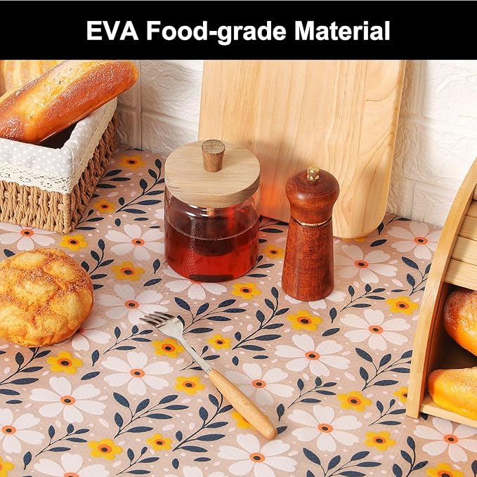 Cooyes Shelf Liner – Premium Non-Adhesive Cabinet & Drawer Liner for Kitchen – Waterproof Shelf Paper with Modern Pattern – Durable EVA Cabinet Mat – Easy to Cut （12" W x 360" L） - Image 2