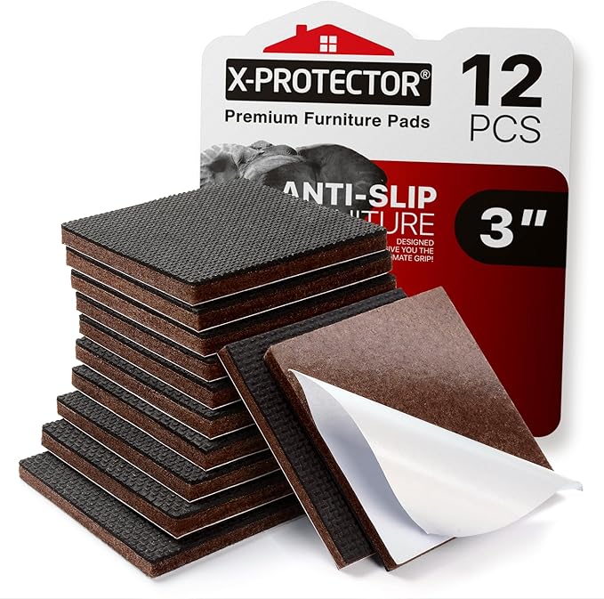 X-PROTECTOR Non Slip Furniture Pads – 12 Premium Furniture Grippers 3"! Best SelfAdhesive Rubber Feet Furniture Feet – Ideal Non Skid Furniture Pad Floor Protectors – Keep Furniture in Place! by X-Protector